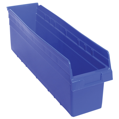 Store-Max Shelf Bins, 6-5/8" W x 8" H x 23-5/8" D, Blue, 68 lbs. Capacity Helyx Safety & Industrial Supplies