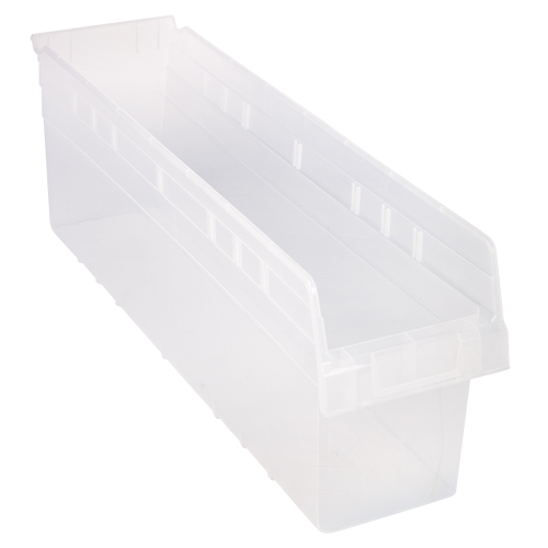 Store-Max Shelf Bins, 6-5/8" W x 8" H x 23-5/8" D, Clear, 68 lbs. Capacity Helyx Safety & Industrial Supplies