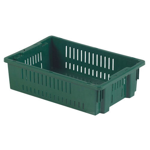 Agricultural Plastic Stack-N-Nest Container, 13.1" x 19.7" x 5.6", Green Helyx Safety & Industrial Supplies