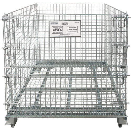 Conteneur repliable en m&eacute;tal grillag&eacute;, 48" la x 40" p x 36" h, Capacit&eacute; de 4000 lb Helyx Safety & Industrial Supplies