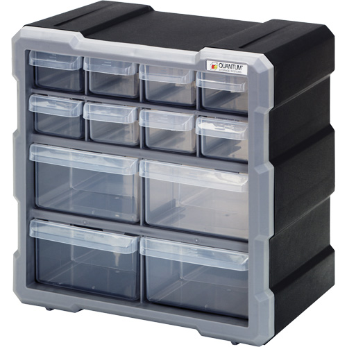 Armoire &agrave; tiroir, Plastique, 12 tiroirs, 10-1/2" x 6-1/4" x 10-1/4", Noir Helyx Safety & Industrial Supplies