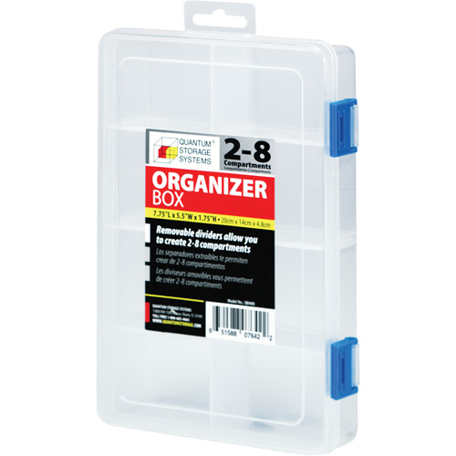 Boîte &agrave; compartiments en plastique, 5,5" la x 7,75" p x 1,75" h, 8 compartiments Helyx Safety & Industrial Supplies