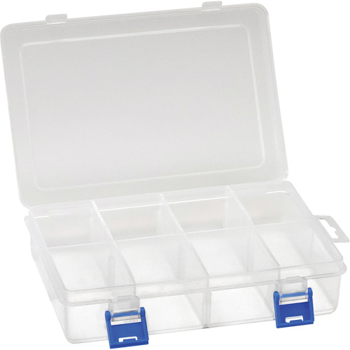 Boîte &agrave; compartiments en plastique, 5,5" la x 7,75" p x 1,75" h, 8 compartiments Helyx Safety & Industrial Supplies