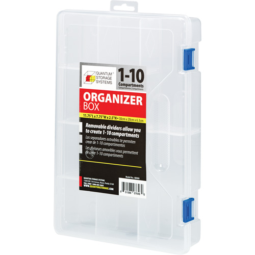 Plastic Compartment Box, 7.75" W x 11.75" D x 2.2" H, 10 Compartments Helyx Safety & Industrial Supplies
