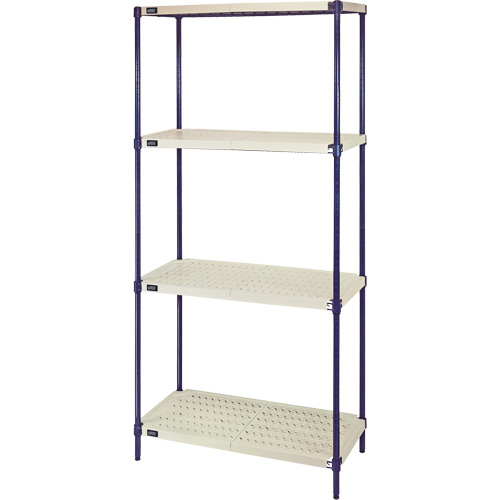 Wire Shelving Unit with Plastic Shelves, Wire Frame with Plastic Shelves, Boltless, 600 lbs. Capacity, 30" W x 72" H x 24" D Helyx Safety & Industrial Supplies