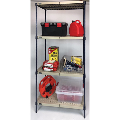 Wire Shelving Unit with Plastic Shelves, Wire Frame with Plastic Shelves, Boltless, 600 lbs. Capacity, 30" W x 72" H x 24" D Helyx Safety & Industrial Supplies
