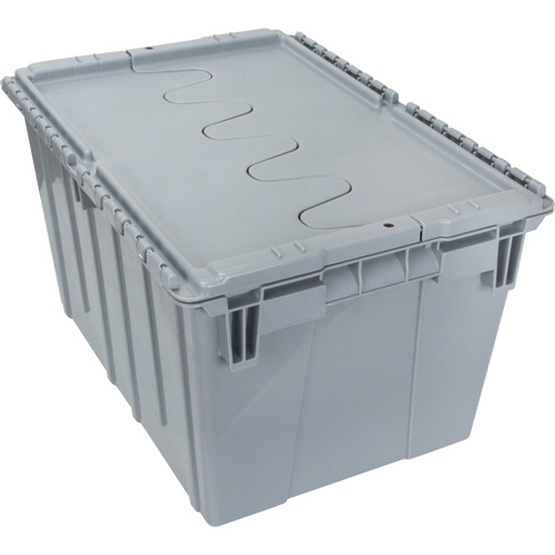 Flip Top Plastic Distribution Container, 21.65" x 15.5" x 12.5", Grey Helyx Safety & Industrial Supplies