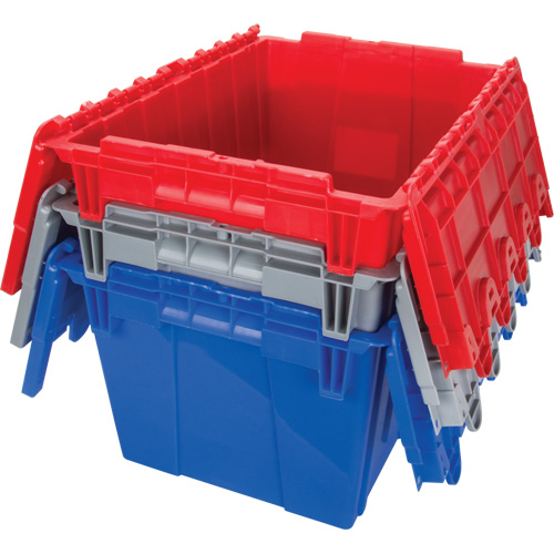 Flip Top Plastic Distribution Container, 21.65" x 15.5" x 12.5", Grey Helyx Safety & Industrial Supplies