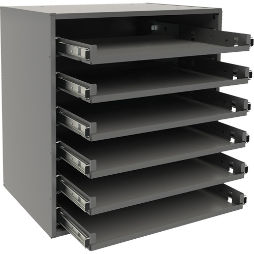Support de glissi&egrave;re &agrave; petit roulement, Acier, 6 compartiments, 15-9/16" la x 11-7/8" p, 16-3/8" h, Gris Helyx Safety & Industrial Supplies