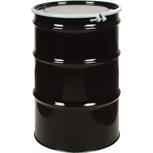 Barils en acier, 55 gal. US (45 gal. imp.), Doubl&eacute;, Noir, Dessus ouvert, 1A2/Y275/S, Calibre 18 - 20 Helyx Safety & Industrial Supplies