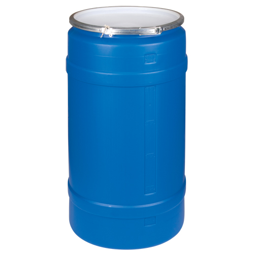 Polyethylene Drums, 30 US gal. (25 imp. Gal.), Open Top, Blue Helyx Safety & Industrial Supplies