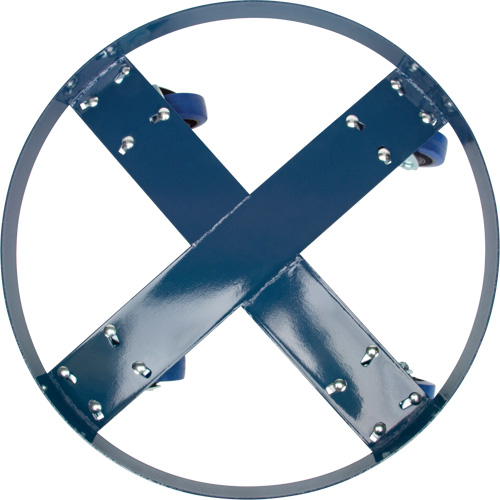 Drum Dolly, Steel, 1400 lbs. Capacity, 24" Diameter, Blue Elastic Casters Helyx Safety & Industrial Supplies