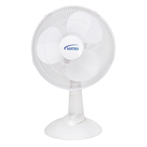 Oscillating Desk Fan with Push Buttons, 12" Diameter, 3 Speeds Helyx Safety & Industrial Supplies