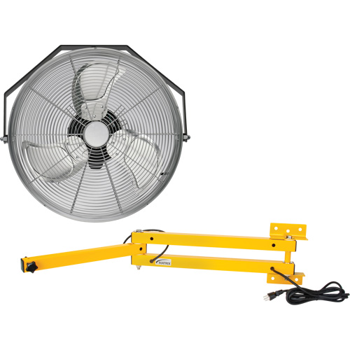 Industrial Workstation Fan Kit with Double Locking Arm, Industrial, 3 Speed, 18" Diameter Helyx Safety & Industrial Supplies