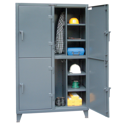 CASIER,50"LAX24"PX72"H,4PORTES, Acier, 8 Tablettes, 72" h x 50" la x 24" P, Gris Helyx Safety & Industrial Supplies