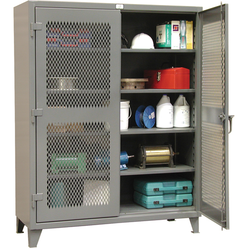 Armoires de rangement robustes ventil&eacute;es, 4 Tablettes, 72" h x 36" la x 24" p, Acier, Gris Helyx Safety & Industrial Supplies
