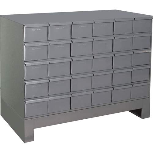Armoires &agrave; tiroirs industriels avec base, 30 tiroirs, 34-1/8" la x 12-1/4" p x 26-7/8" h, Gris Helyx Safety & Industrial Supplies
