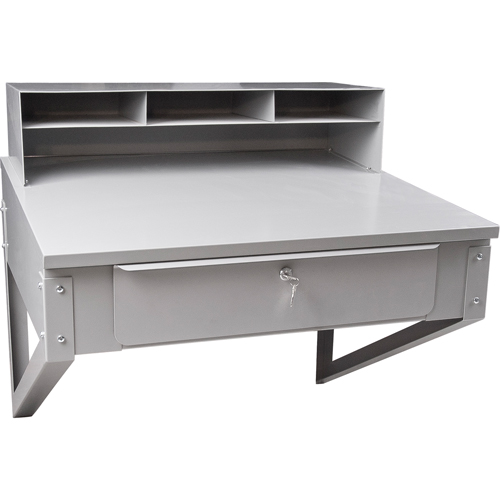 Wall-Mounted Shop Desk, 34-1/2" W x 28" D x 31" H, Grey Helyx Safety & Industrial Supplies