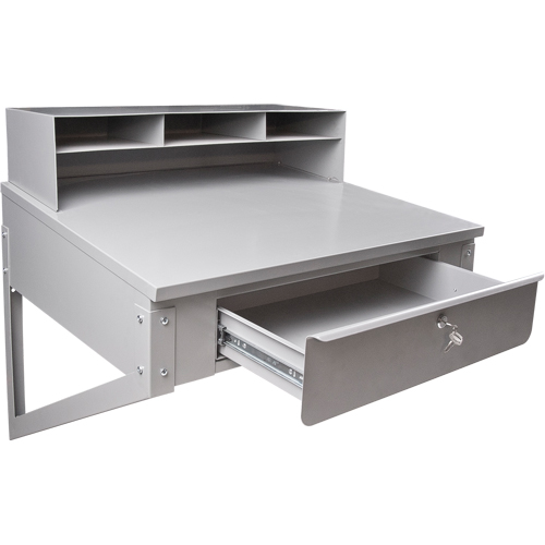 Wall-Mounted Shop Desk, 34-1/2" W x 28" D x 31" H, Grey Helyx Safety & Industrial Supplies