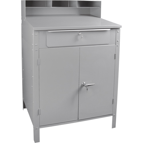 Cabinet Style Shop Desk, 34-1/2" W x 30" D x 53" H, Grey Helyx Safety & Industrial Supplies