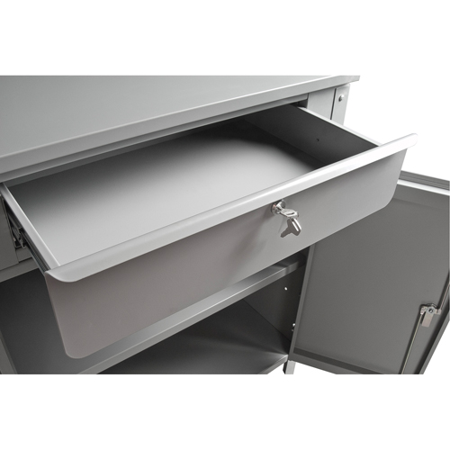 Cabinet Style Shop Desk, 34-1/2" W x 30" D x 53" H, Grey Helyx Safety & Industrial Supplies