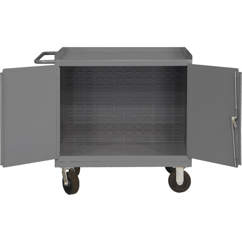 Mobile Workbench Cabinet with Louvered Panel Back, Steel Surface Helyx Safety & Industrial Supplies