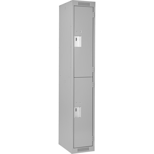 Clean Line Lockers, 2 -tier, 12" x 18" x 72", Steel, Grey, Rivet (Assembled) Helyx Safety & Industrial Supplies