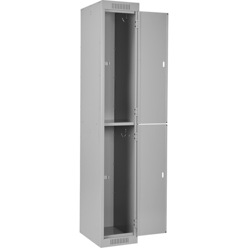 Casiers Clean Line, 2 niveaux, Bloc de 4, 48" x 18" x 72", Acier, Gris, Rivet (assembl&eacute;) Helyx Safety & Industrial Supplies