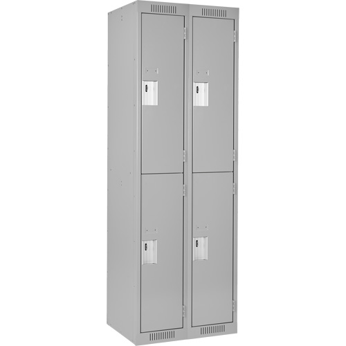 Casiers Clean Line, 2 niveaux, Bloc de 2, 24" x 18" x 72", Acier, Gris, Rivet (assembl&eacute;) Helyx Safety & Industrial Supplies