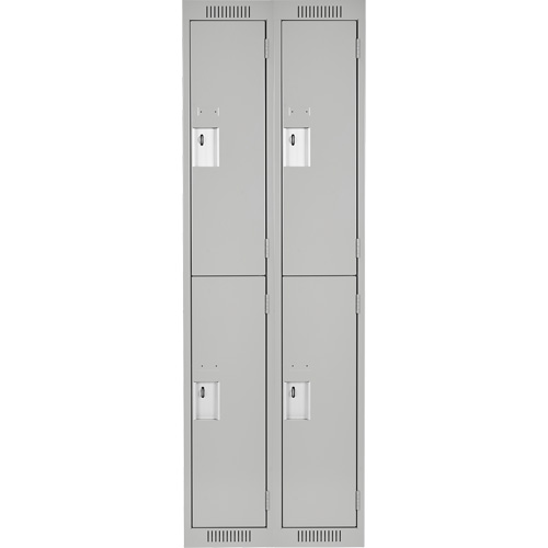 Casiers Clean Line, 2 niveaux, Bloc de 2, 24" x 18" x 72", Acier, Gris, Rivet (assembl&eacute;) Helyx Safety & Industrial Supplies