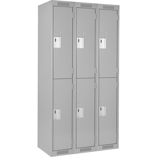 Casiers Clean Line, 2 niveaux, Bloc de 3, 36" x 18" x 72", Acier, Gris, Rivet (assembl&eacute;) Helyx Safety & Industrial Supplies