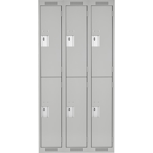 Casiers Clean Line, 2 niveaux, Bloc de 3, 36" x 18" x 72", Acier, Gris, Rivet (assembl&eacute;) Helyx Safety & Industrial Supplies