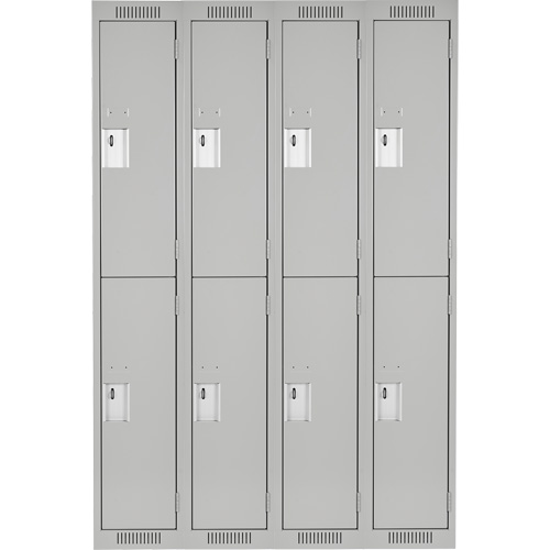 Casiers Clean Line, 2 niveaux, Bloc de 4, 48" x 18" x 72", Acier, Gris, Rivet (assembl&eacute;) Helyx Safety & Industrial Supplies