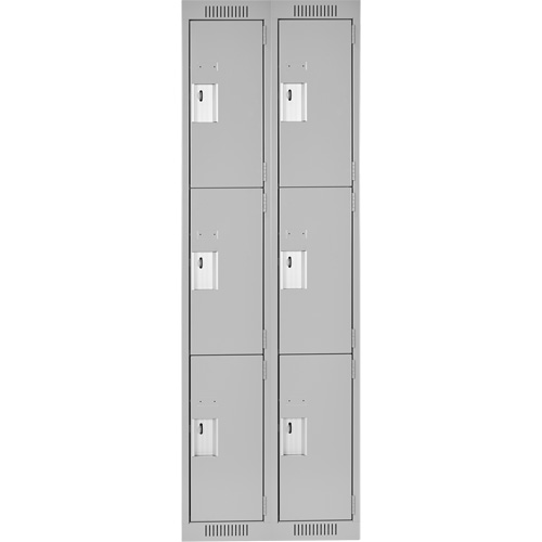 Clean Line Lockers, 3 -tier, Bank of 2, 24" x 18" x 72", Steel, Grey, Rivet (Assembled) Helyx Safety & Industrial Supplies