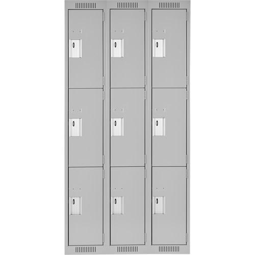 Casiers Clean Line, 3 niveaux, Bloc de 3, 36" x 18" x 72", Acier, Gris, Rivet (assembl&eacute;) Helyx Safety & Industrial Supplies