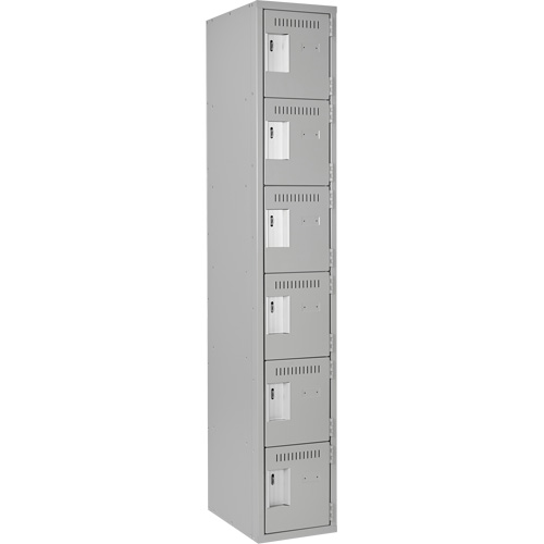 Petits casiers Clean Line, 6 niveaux, 12" x 18" x 72", Acier, Gris, Rivet (assembl&eacute;) Helyx Safety & Industrial Supplies