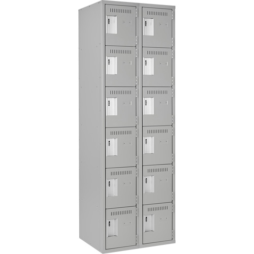 Petits casiers Clean Line, 6 niveaux, Bloc de 2, 24" x 18" x 72", Acier, Gris, Rivet (assembl&eacute;) Helyx Safety & Industrial Supplies