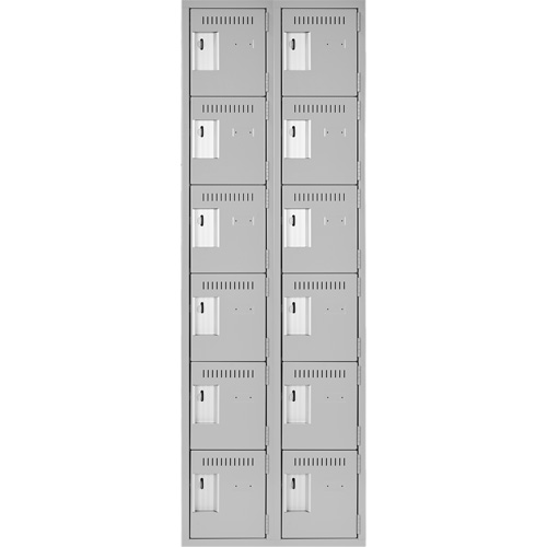 Petits casiers Clean Line, 6 niveaux, Bloc de 2, 24" x 18" x 72", Acier, Gris, Rivet (assembl&eacute;) Helyx Safety & Industrial Supplies
