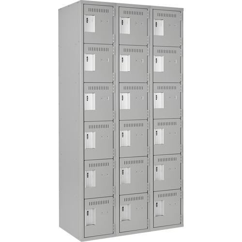 Petits casiers Clean Line, 6 niveaux, Bloc de 3, 36" x 18" x 72", Acier, Gris, Rivet (assembl&eacute;) Helyx Safety & Industrial Supplies
