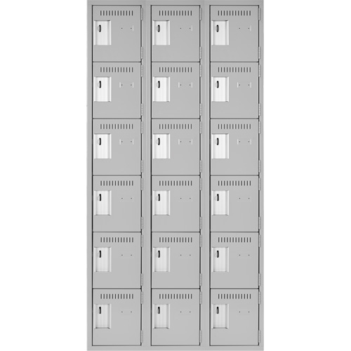 Petits casiers Clean Line, 6 niveaux, Bloc de 3, 36" x 18" x 72", Acier, Gris, Rivet (assembl&eacute;) Helyx Safety & Industrial Supplies