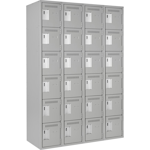 Petits casiers Clean Line, 6 niveaux, Bloc de 4, 48" x 18" x 72", Acier, Gris, Rivet (assembl&eacute;) Helyx Safety & Industrial Supplies