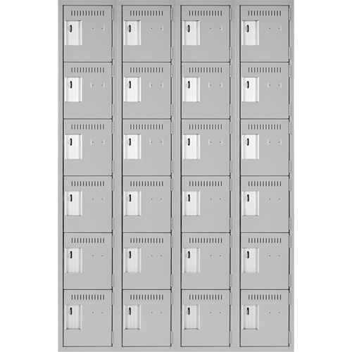 Petits casiers Clean Line, 6 niveaux, Bloc de 4, 48" x 18" x 72", Acier, Gris, Rivet (assembl&eacute;) Helyx Safety & Industrial Supplies