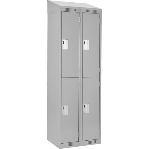 Casiers Clean Line, 2 niveaux, Bloc de 2, 24" x 18" x 78", Acier, Gris, Rivet (assembl&eacute;) Helyx Safety & Industrial Supplies