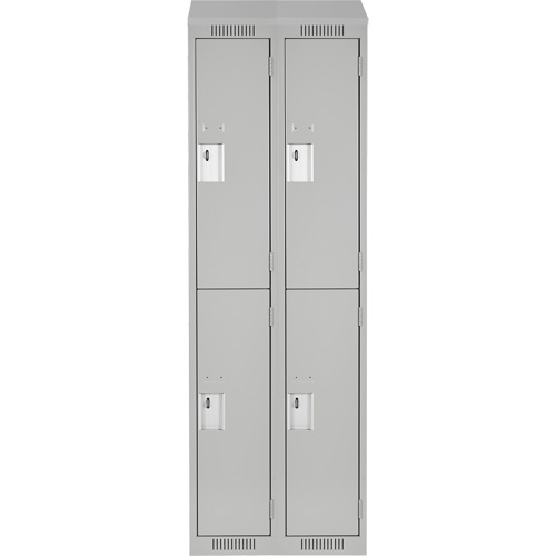 Casiers Clean Line, 2 niveaux, Bloc de 2, 24" x 18" x 78", Acier, Gris, Rivet (assembl&eacute;) Helyx Safety & Industrial Supplies