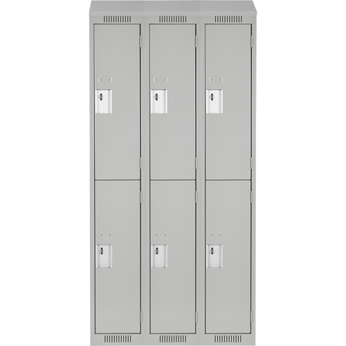 Casiers Clean Line, 2 niveaux, Bloc de 3, 36" x 18" x 78", Acier, Gris, Rivet (assembl&eacute;) Helyx Safety & Industrial Supplies