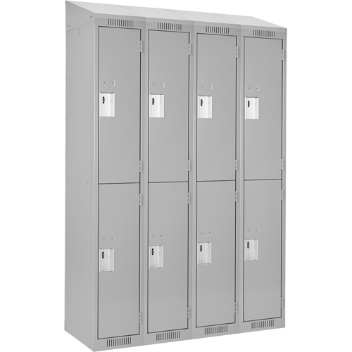 Casiers Clean Line, 2 niveaux, Bloc de 4, 48" x 18" x 78", Acier, Gris, Rivet (assembl&eacute;) Helyx Safety & Industrial Supplies