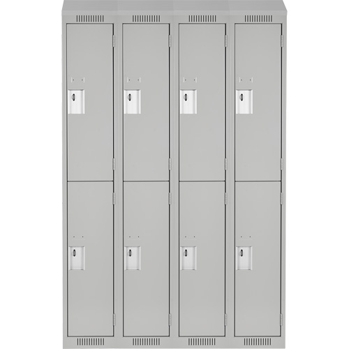 Casiers Clean Line, 2 niveaux, Bloc de 4, 48" x 18" x 78", Acier, Gris, Rivet (assembl&eacute;) Helyx Safety & Industrial Supplies