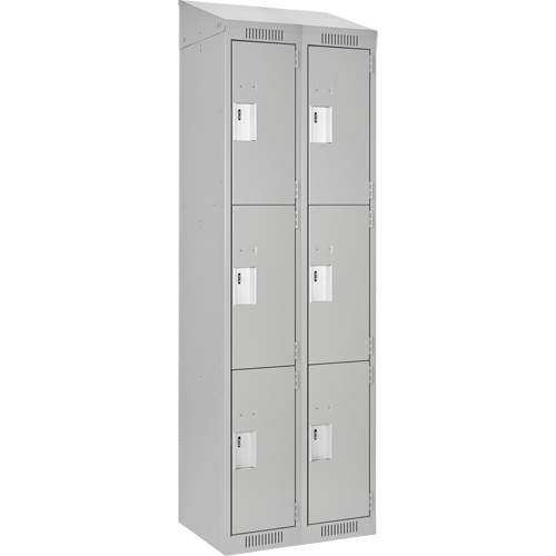 Casiers Clean Line, 3 niveaux, Bloc de 2, 24" x 18" x 78", Acier, Gris, Rivet (assembl&eacute;) Helyx Safety & Industrial Supplies