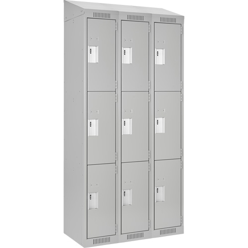 Casiers Clean Line, 3 niveaux, Bloc de 3, 36" x 18" x 78", Acier, Gris, Rivet (assembl&eacute;) Helyx Safety & Industrial Supplies