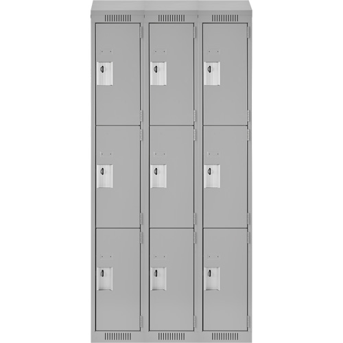 Casiers Clean Line, 3 niveaux, Bloc de 3, 36" x 18" x 78", Acier, Gris, Rivet (assembl&eacute;) Helyx Safety & Industrial Supplies